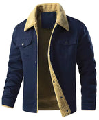 Men’s Navy Sherpa Lined Jacket with Button Closure