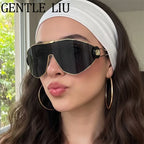 Oversized One-Piece Windproof Mask Sunglasses Women 2025 Luxury Brand