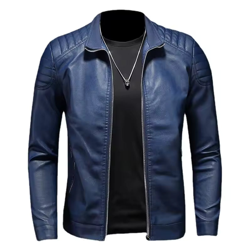 Modern Zip-Up Leather Jacket for Men