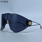 Oversized One-Piece Windproof Mask Sunglasses Women 2025 Luxury Brand