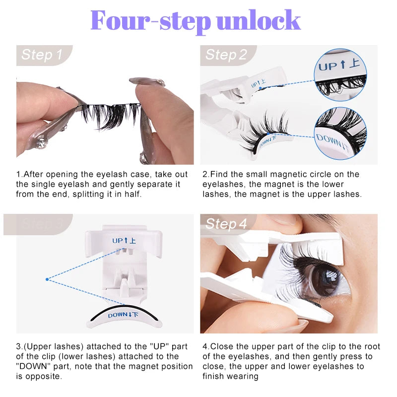 Natural Look in Seconds: Quick and Easy Installation with Reusable Magnetic False Eyelashes