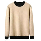 Men's New Winter Warm Fleece Lined T Shirt Thick Crew Neck Solid Basic Pullover Sweatshirt Thermal Comf Underwear Tops Clothing