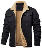 Men’s Navy Sherpa Lined Jacket with Button Closure
