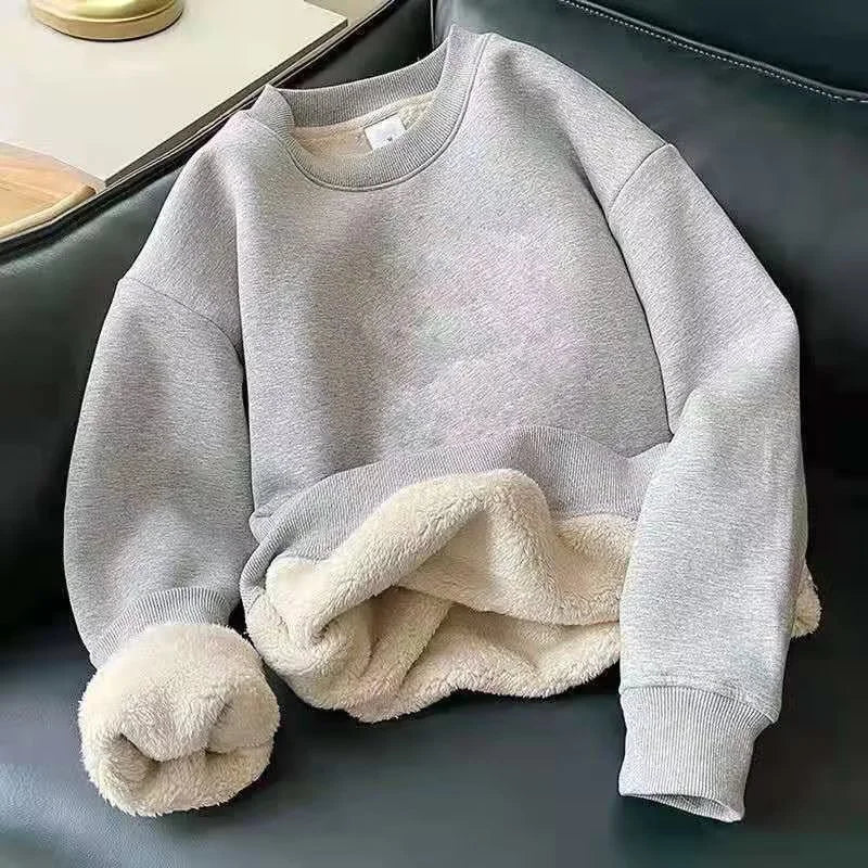 Men's New Winter Warm Fleece Lined T Shirt Thick Crew Neck Solid Basic Pullover Sweatshirt Thermal Comf Underwear Tops Clothing