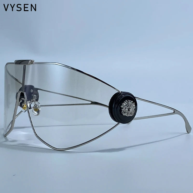 Oversized One-Piece Windproof Mask Sunglasses Women 2025 Luxury Brand