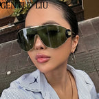 Oversized One-Piece Windproof Mask Sunglasses Women 2025 Luxury Brand