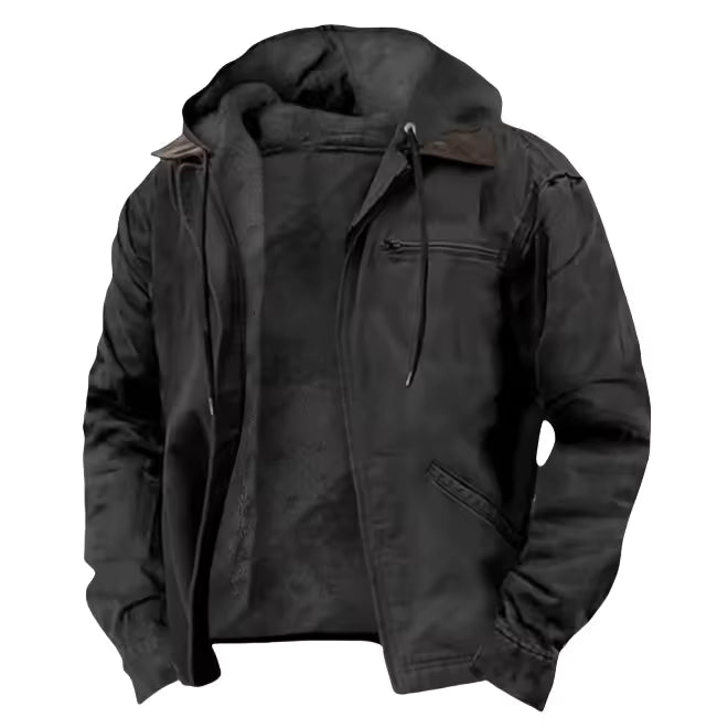 Casual Brown Zip-Up Jacket with Hood