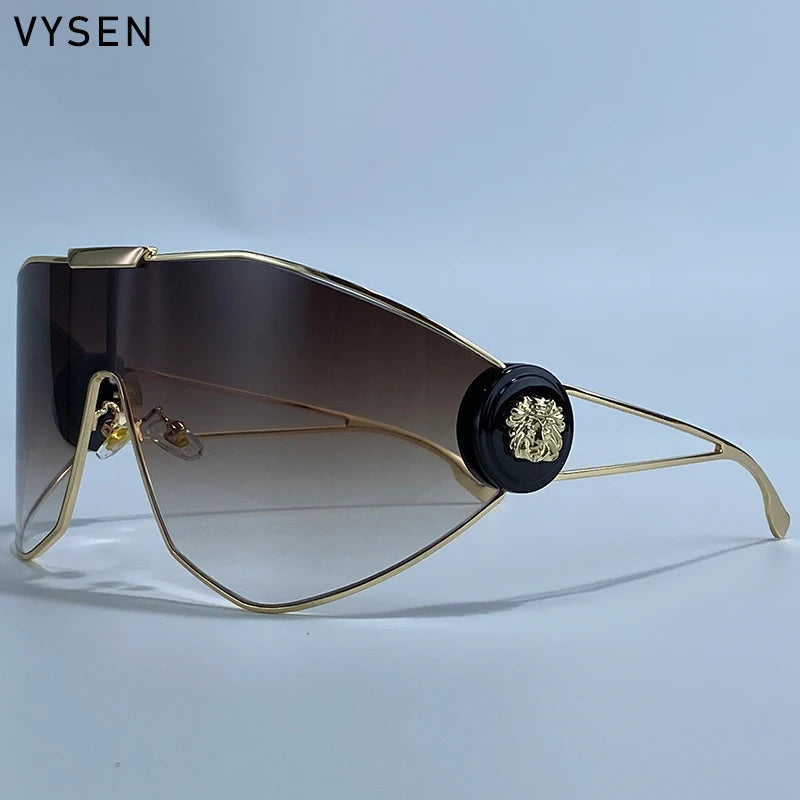 Oversized One-Piece Windproof Mask Sunglasses Women 2025 Luxury Brand