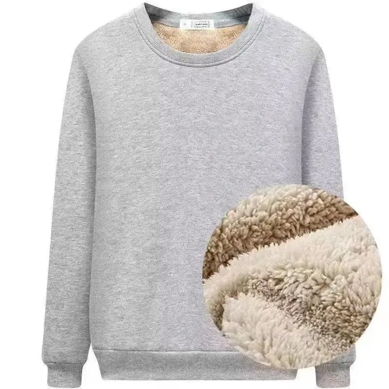 Men's New Winter Warm Fleece Lined T Shirt Thick Crew Neck Solid Basic Pullover Sweatshirt Thermal Comf Underwear Tops Clothing