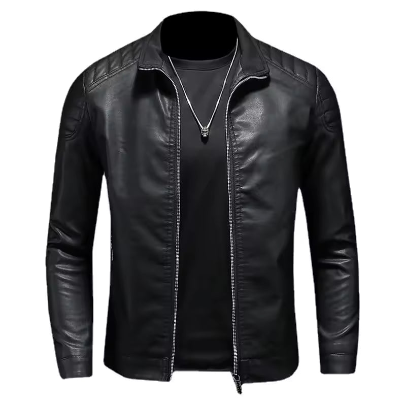 Modern Zip-Up Leather Jacket for Men