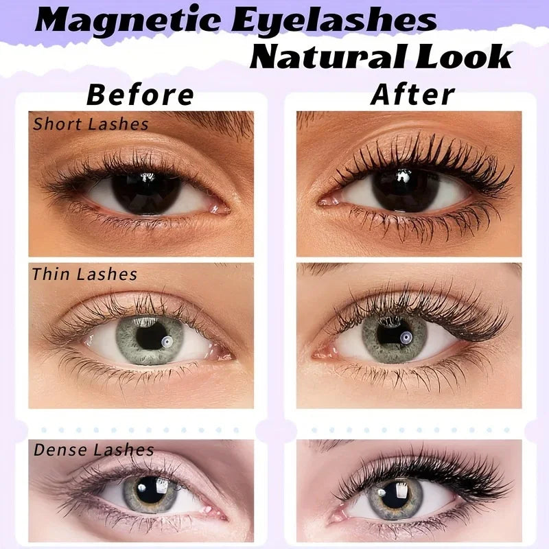 Natural Look in Seconds: Quick and Easy Installation with Reusable Magnetic False Eyelashes